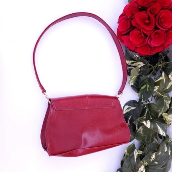 Vintage Oxblood Red Shoulder bag Baguette Faux Leather Designer - Picture 4 of 6